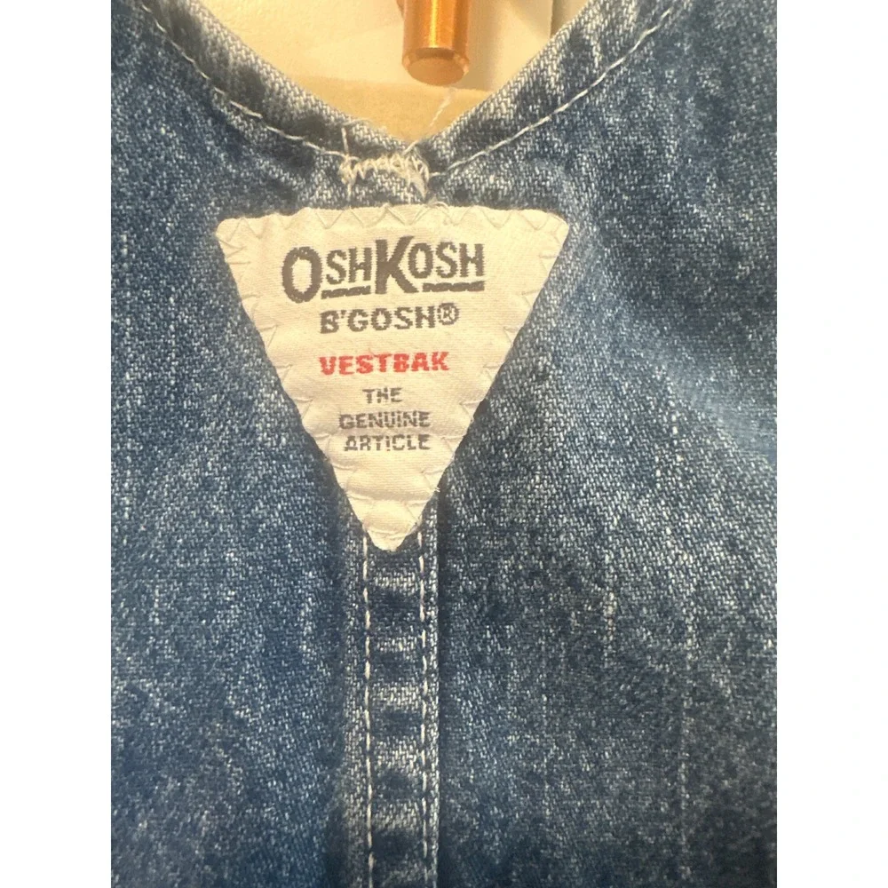 OshKosh Bgosh Baby Vestbak Denim Overalls Blue Snap VTG 90's Size Small